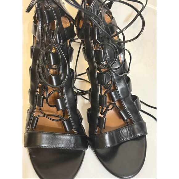 Aquazzura Amazon Womens Leather Lace-Up Strappy Gladiator Sandals Black Size 37 - Picture 13 of 13